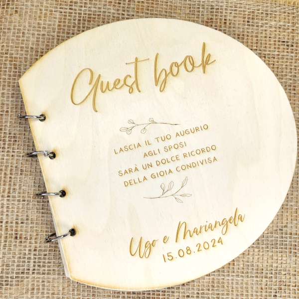 guestbook copertina di legno personalizzata ecofattoart